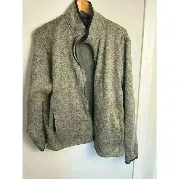 EUC J. Peterman Gray Full Zip Sweater Men’s XL Black Trim on Sleeves and Collar - Picture 3 of 8